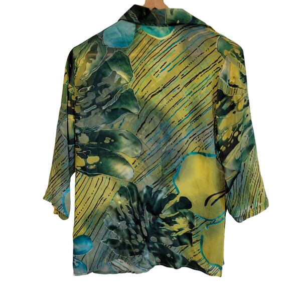 Vintage Burnout Velvet Silk Top Button Sequins Artsy Floral Abstract Size‎ S - Picture 2 of 8